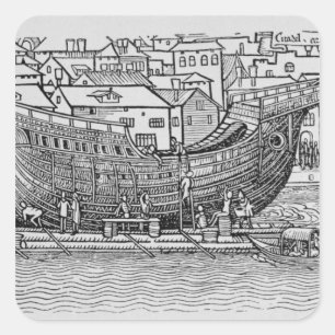 Building a Ship Square Sticker