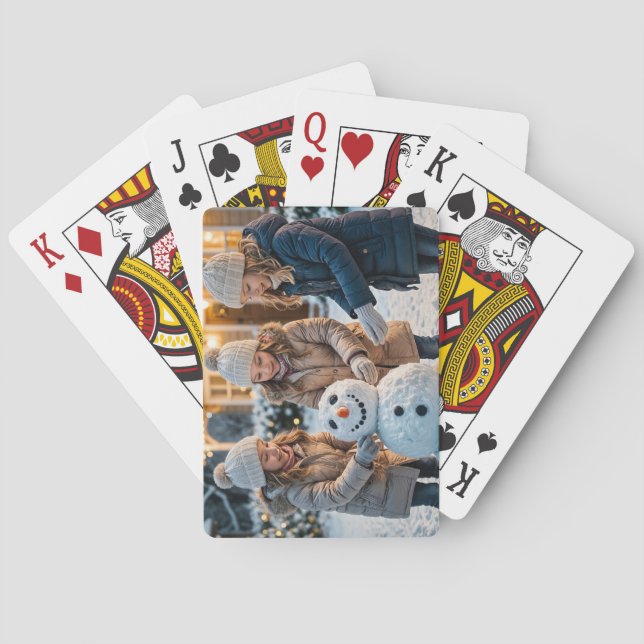 Building a Snowman at Christmas Playing Cards (Back)