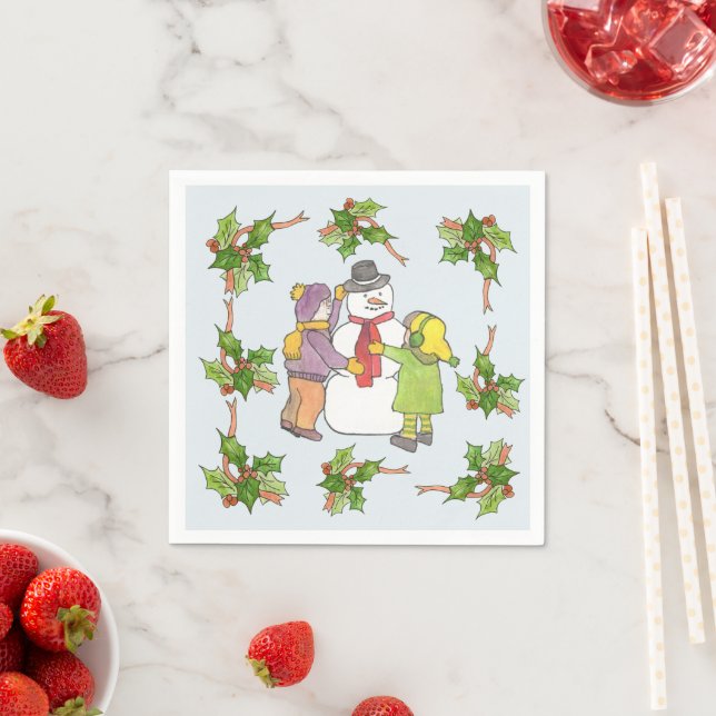 building a snowman napkins (Insitu)