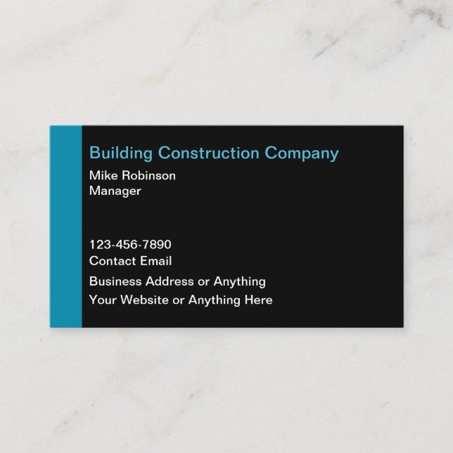 Building And Construction Modern Business Cards  (Front)