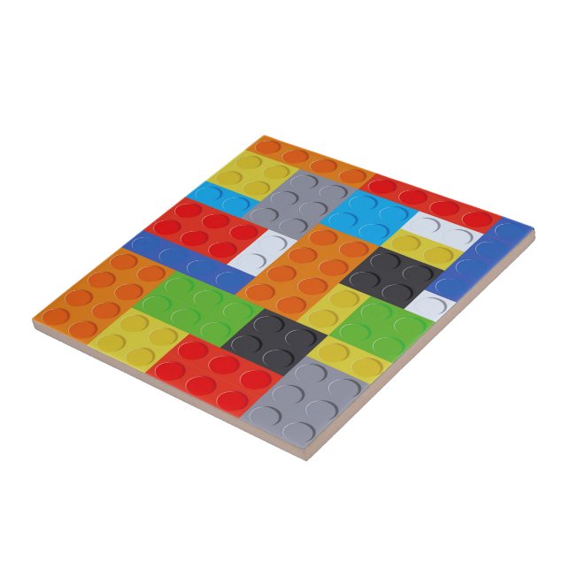 Building block brick blue green red orange yellow  tile (Side)