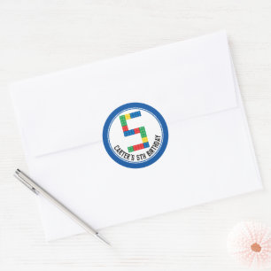 Building Block Party Stickers for 5th Party