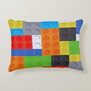 Building block red blue green yellow orange accent pillow