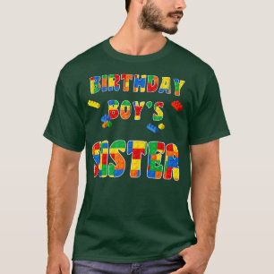 Building Block Sister Of Birthday Boy Colourful T-Shirt