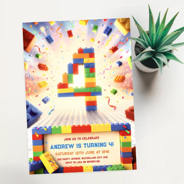 Building Blocks 4th Birthday Invitation (Creator Uploaded)