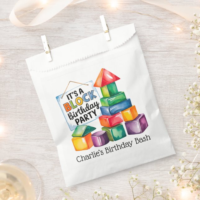 Building Blocks at the Birthday Bash Favour Bag (Clipped)