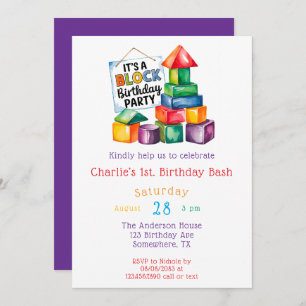 Building Blocks at the Birthday Bash Invitation