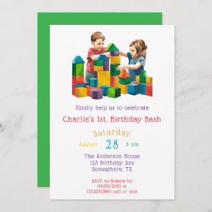 Building Blocks at the Birthday Bash Invitation
