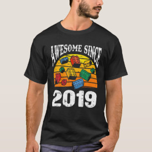 Building Blocks Awesome Since 2019 3Rd Birthday 3 T-Shirt
