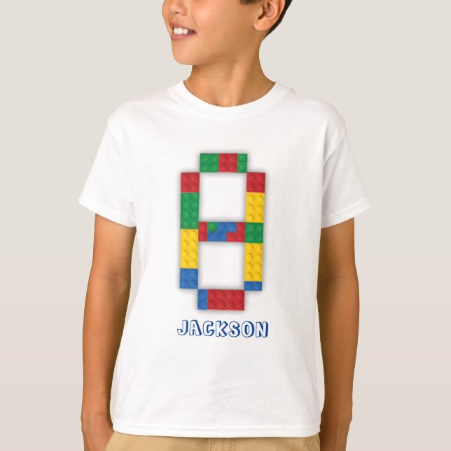 Building Blocks Birthday Bricks 8 years  T-Shirt (Front)