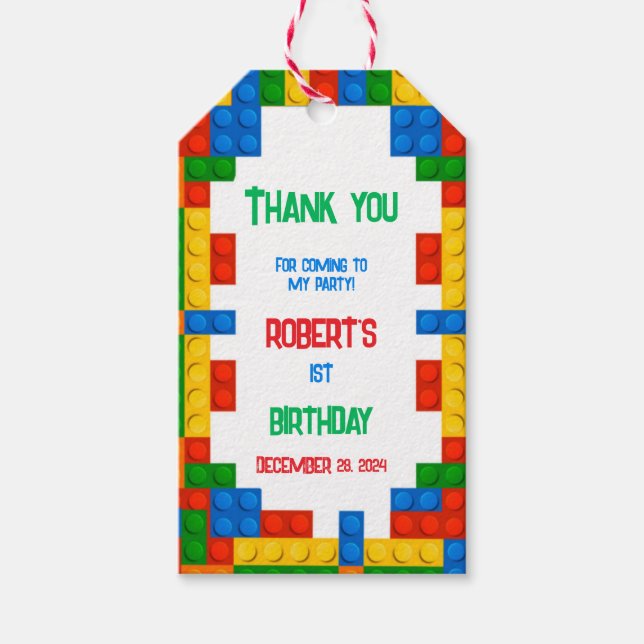 Building Blocks Birthday Gift Tags for Kids (Front)