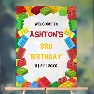 Building Blocks Birthday Invitation, Boys Birthday Acrylic Sign