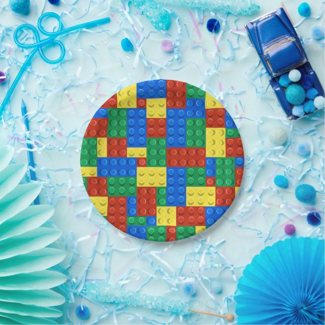 Building Blocks Birthday Invitation, Boys Birthday Paper Plate (Party)