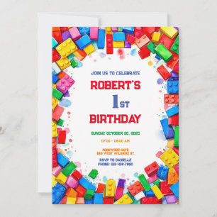 Building Blocks Birthday Invitation, building   Invitation