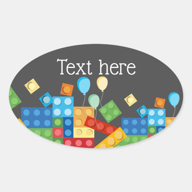 building blocks, block, toy brick oval sticker (Front)
