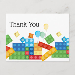 building blocks, block, toy brick thank you card