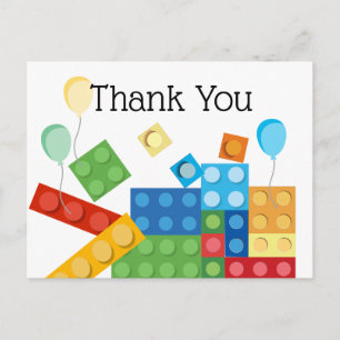 building blocks, block, toy brick thank you card