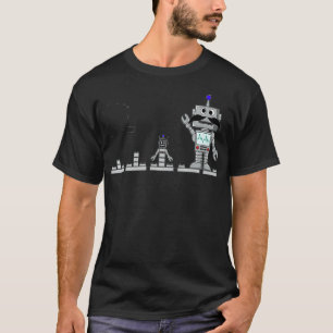 Building Blocks Brick Robot with Moustache Robotic T-Shirt