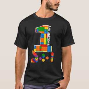 Building Blocks Bricks 1 Year Old Awesome Birthday T-Shirt