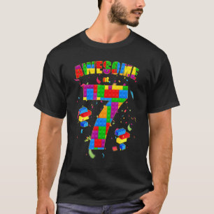 Building Blocks Bricks Awesome At 7 Years Old Birt T-Shirt