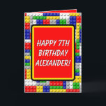 Building Blocks Bricks Smart Boy's Birthday Card<br><div class="desc">Cool Primary colors,  red green blue yellow white and gray,  linked interlocking generic brick building blocks pattern looks like fun children's play toys. Great for a Boy's birthday party theme as favors and decorations.</div>