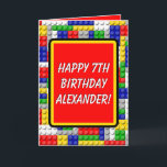 Building Blocks Bricks Smart Boy's Birthday Card<br><div class="desc">Cool Primary colors,  red green blue yellow white and gray,  linked interlocking generic brick building blocks pattern looks like fun children's play toys. Great for a Boy's birthday party theme as favors and decorations.</div>