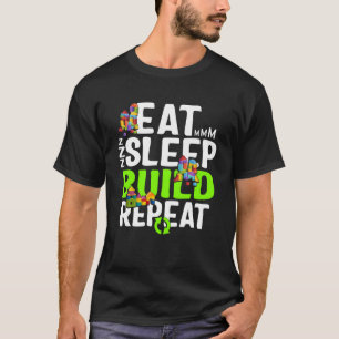 Building Blocks Eat Sleep Build Repeat For Boys Ki T-Shirt
