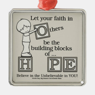 Building Blocks of HOPE Metal Ornament