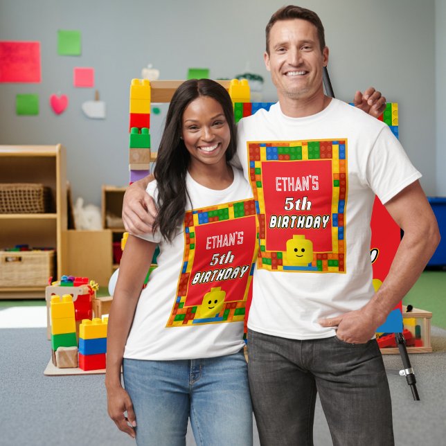 Building Blocks Parent Birthday Fun Matching Party T-Shirt (Creator Uploaded)