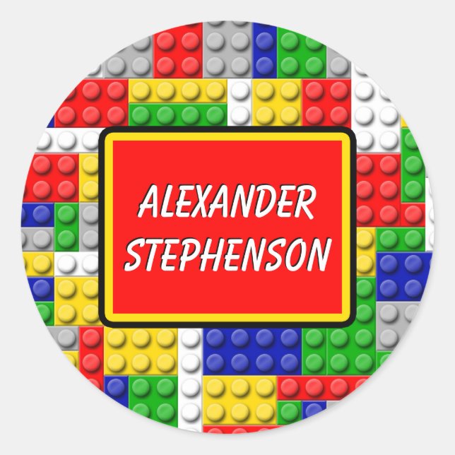 Building Blocks Personalized Boy's School Label (Front)