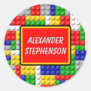 Building Blocks Personalized Boy's School Label
