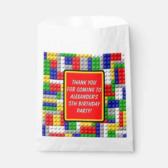 Building Blocks Primary Colour Boy's Birthday/Part Favour Bag (Front)