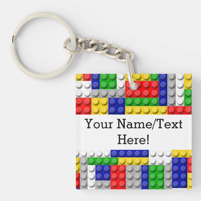 Building Blocks Primary Colour Boy's Birthday/Part Keychain (Front)