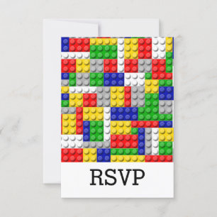 Building Blocks Primary Colour Boy's Birthday/Part RSVP Card