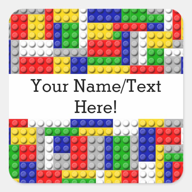 Building Blocks Primary Colour Boy's Birthday/Part Square Sticker (Front)