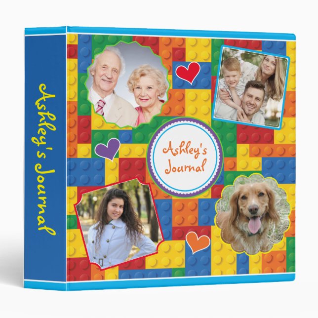 Building Blocks Scrapbook Family Photo Journal Binder (Front/Spine)