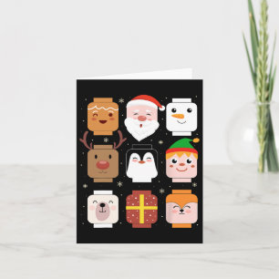 Building Brick Santa Elf Friends Christmas Boys Me Card