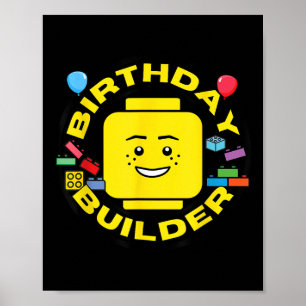Building Bricks Birthday Builder Blocks Figure  Poster