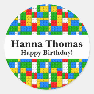 Building Bricks Birthday Classic Round Sticker