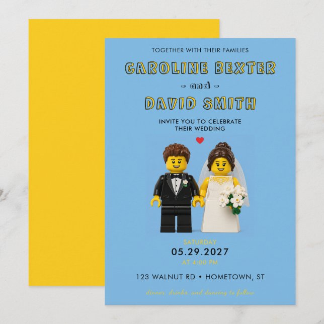 Building Bricks Classic Toy Blocks Wedding Invitation (Front/Back)