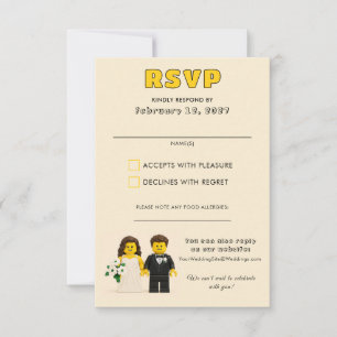 Building Bricks Classic Toy Blocks Wedding RSVP Card