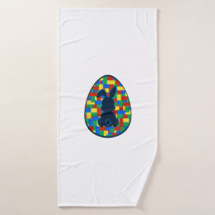 Building Bricks Easter Egg Bunny Boys Girl Family  Bath Towel
