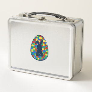 Building Bricks Easter Egg Bunny Boys Girl Family  Metal Lunch Box