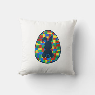 Building Bricks Easter Egg Bunny Boys Girl Family  Throw Pillow