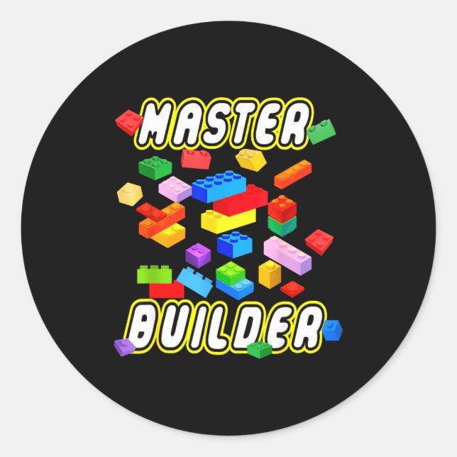 Building Bricks Master Builder Construction Block  Classic Round Sticker (Front)