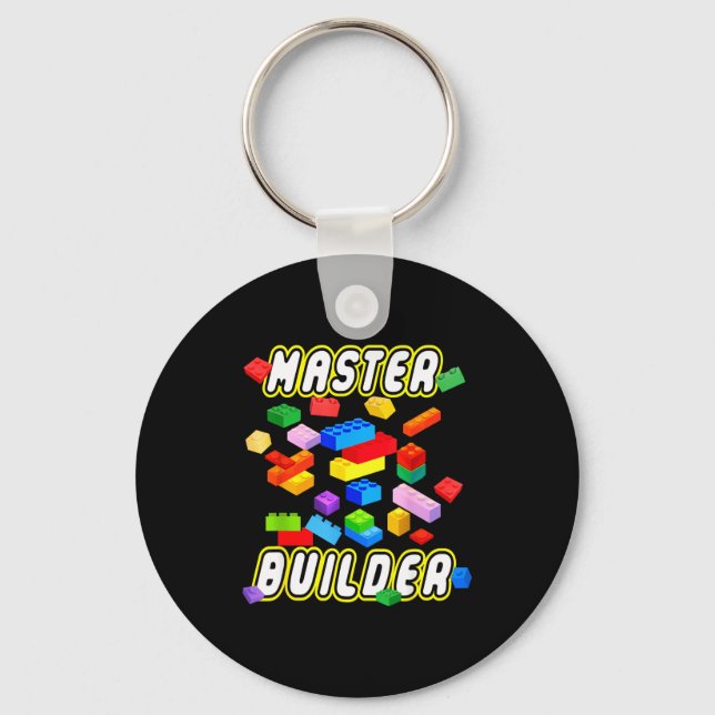 Building Bricks Master Builder Construction Block  Keychain (Front)