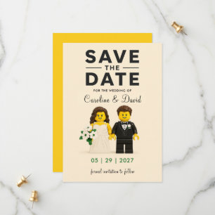 Building Bricks Toy Blocks Characters Wedding Save The Date