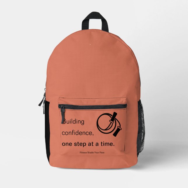 Building Confidence, One Step at a Time - Orange Printed Backpack (Front)