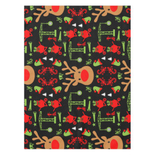 Building Construction Christmas Tablecloth