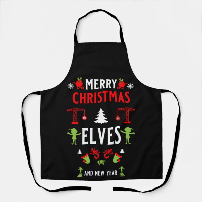 Building Construction Christmas Ugly Apron (Front)
